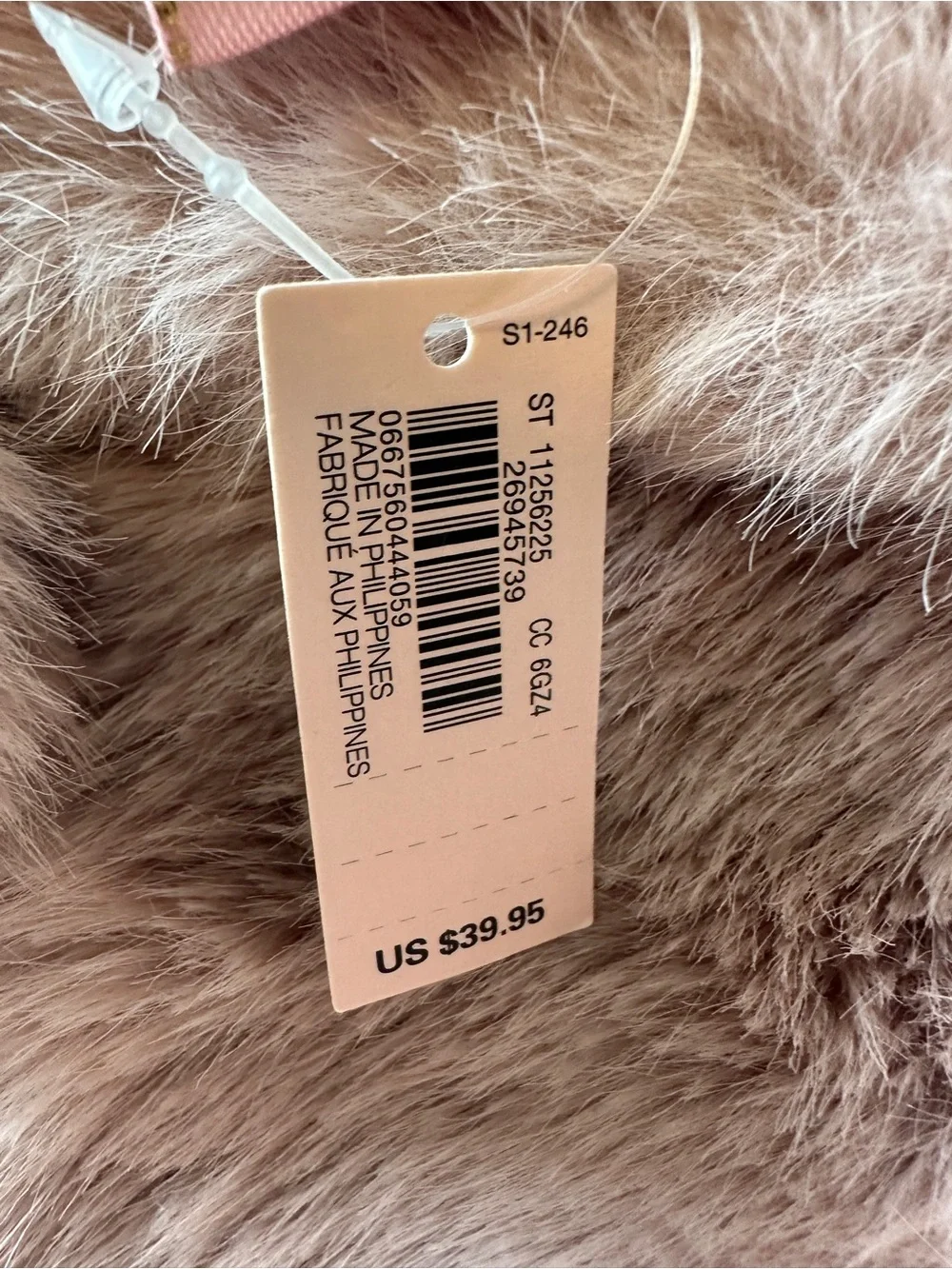 VICTORIA'S SECRET FAUX FUR CHRISTMAS STOCKING BLUSH PINK MAUVE GOLD TRIM NWT